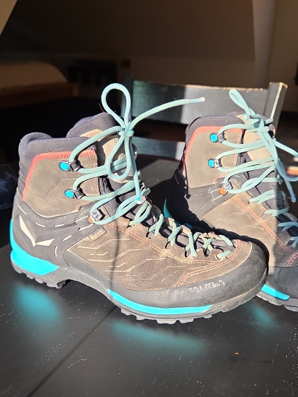 Salewa Women's Grey and Teal Hiking Boots - Mountain Trainers